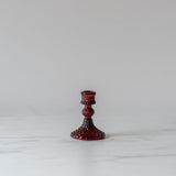 Vintage Inspired Burgundy Glass Candle Holder candle holder Old Country Design (ShopZio)