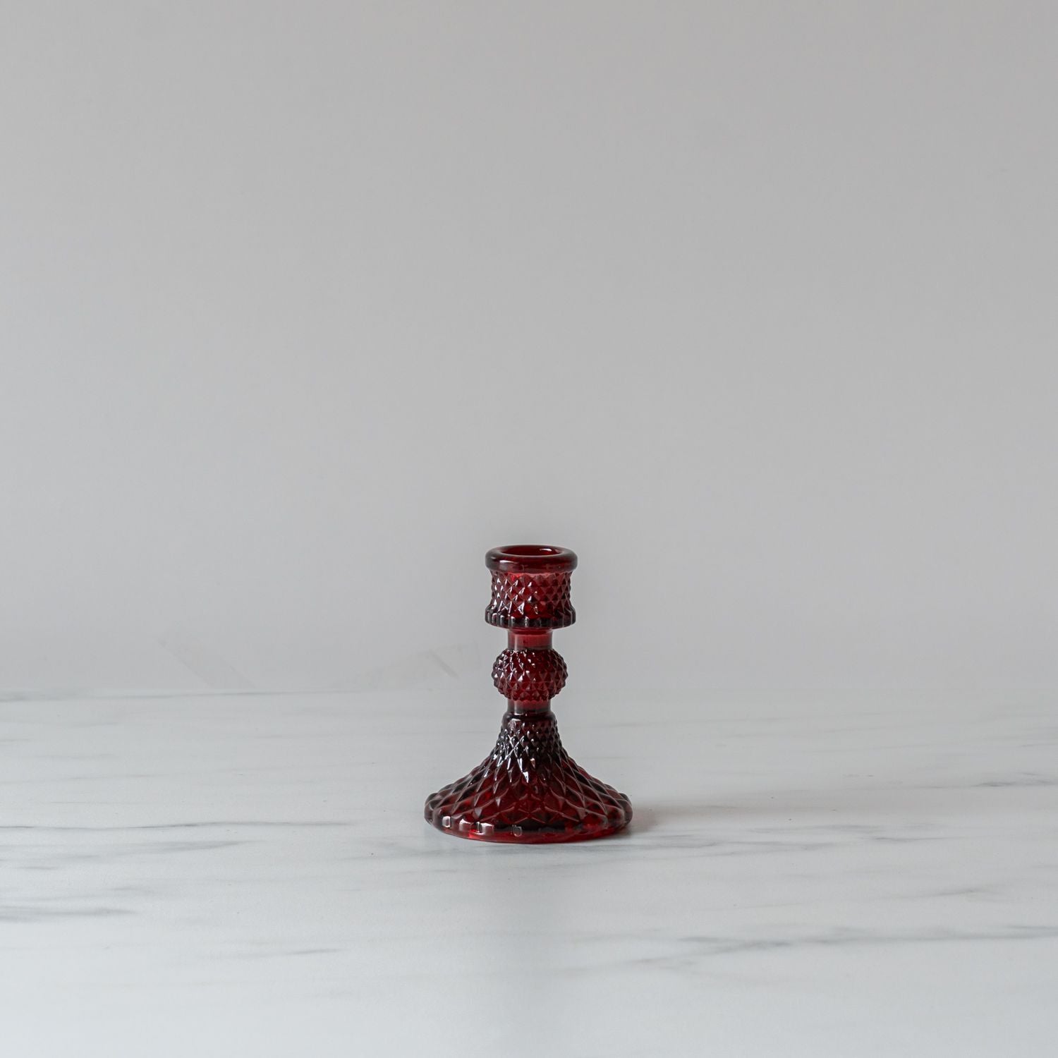 Vintage Inspired Burgundy Glass Candle Holder - Rug & Weave