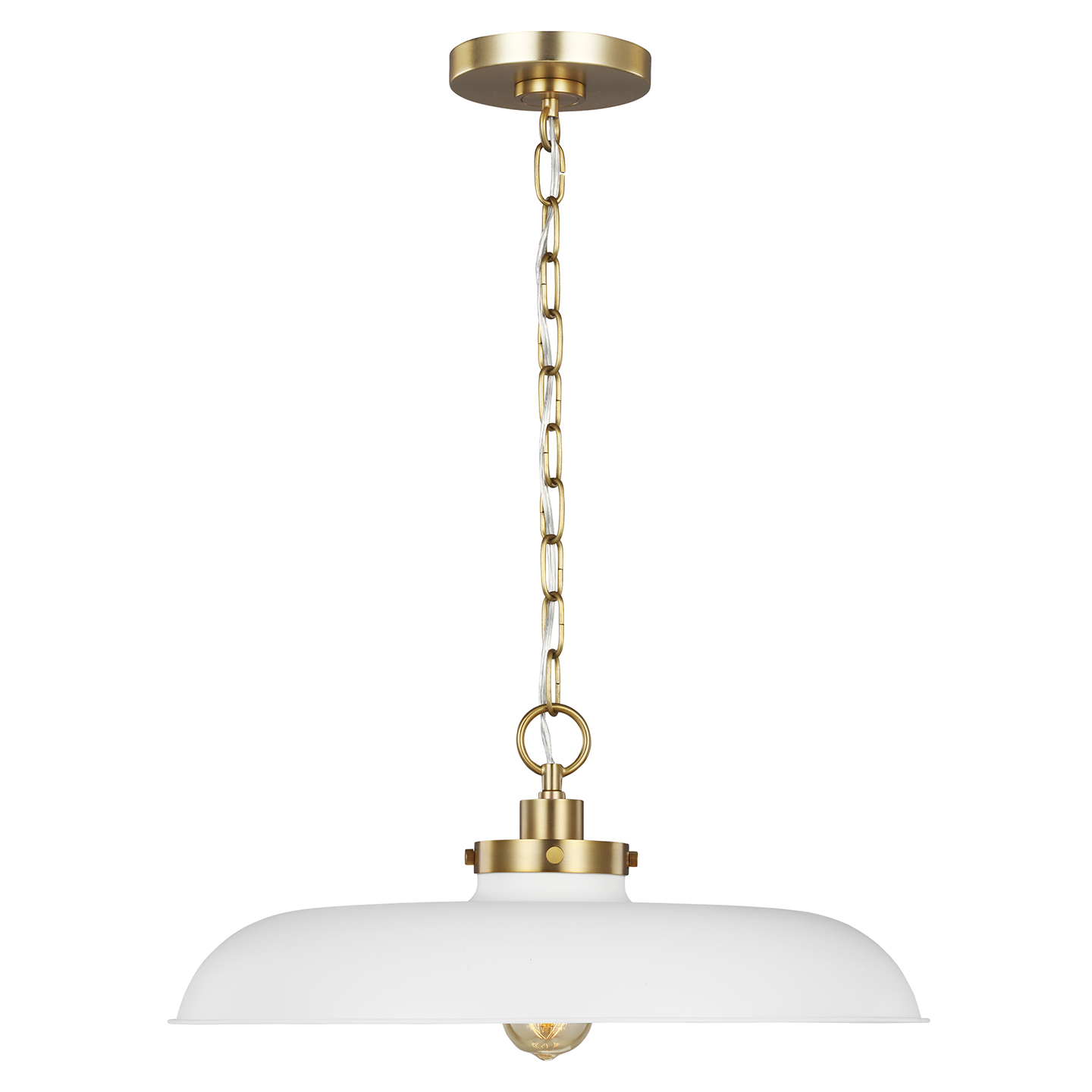 Wellfleet Medium Wide Pendant LIGHTING - pendant Visual Comfort - Studio Matte White and Burnished Brass