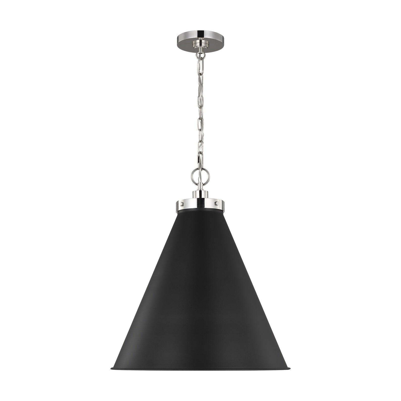 Wellfleet Large Cone Pendant LIGHTING - pendant Visual Comfort - Studio Midnight Black and Polished Nickel