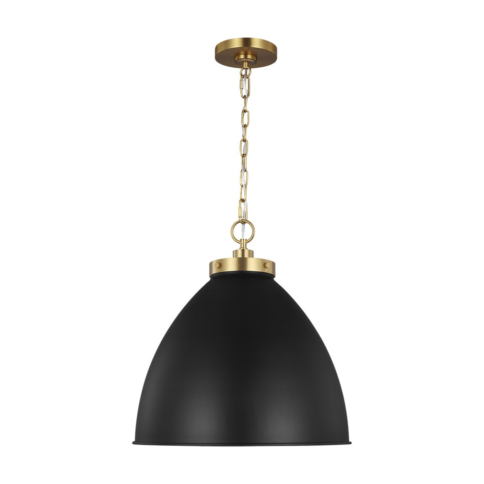 Wellfleet Large Dome Pendant LIGHTING - pendant Visual Comfort - Studio Midnight Black and Burnished Brass