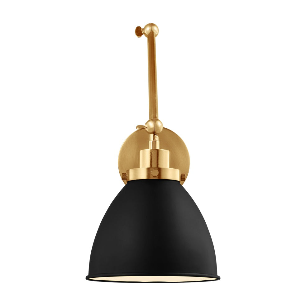 Wellfleet Double Arm Dome Task Sconce LIGHTING - wall bath fixture Visual Comfort - Studio Midnight Black and Burnished Brass