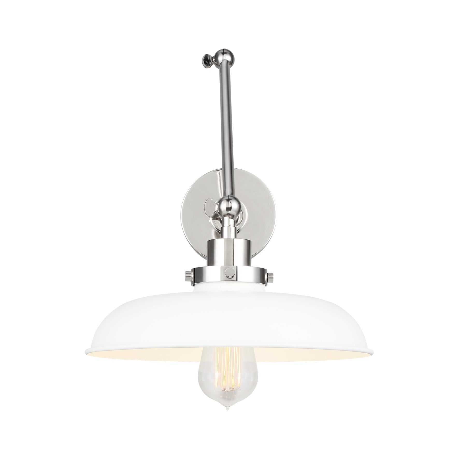 Wellfleet Double Arm Wide Task Sconce LIGHTING - wall bath fixture Visual Comfort Matte White and Polished Nickel