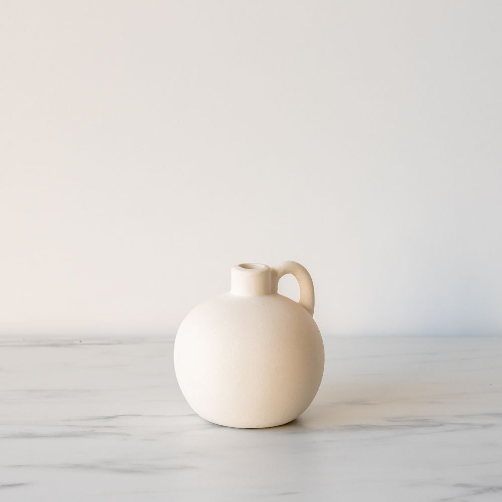 Round Stoneware Vase with Handle-Rug & Weave