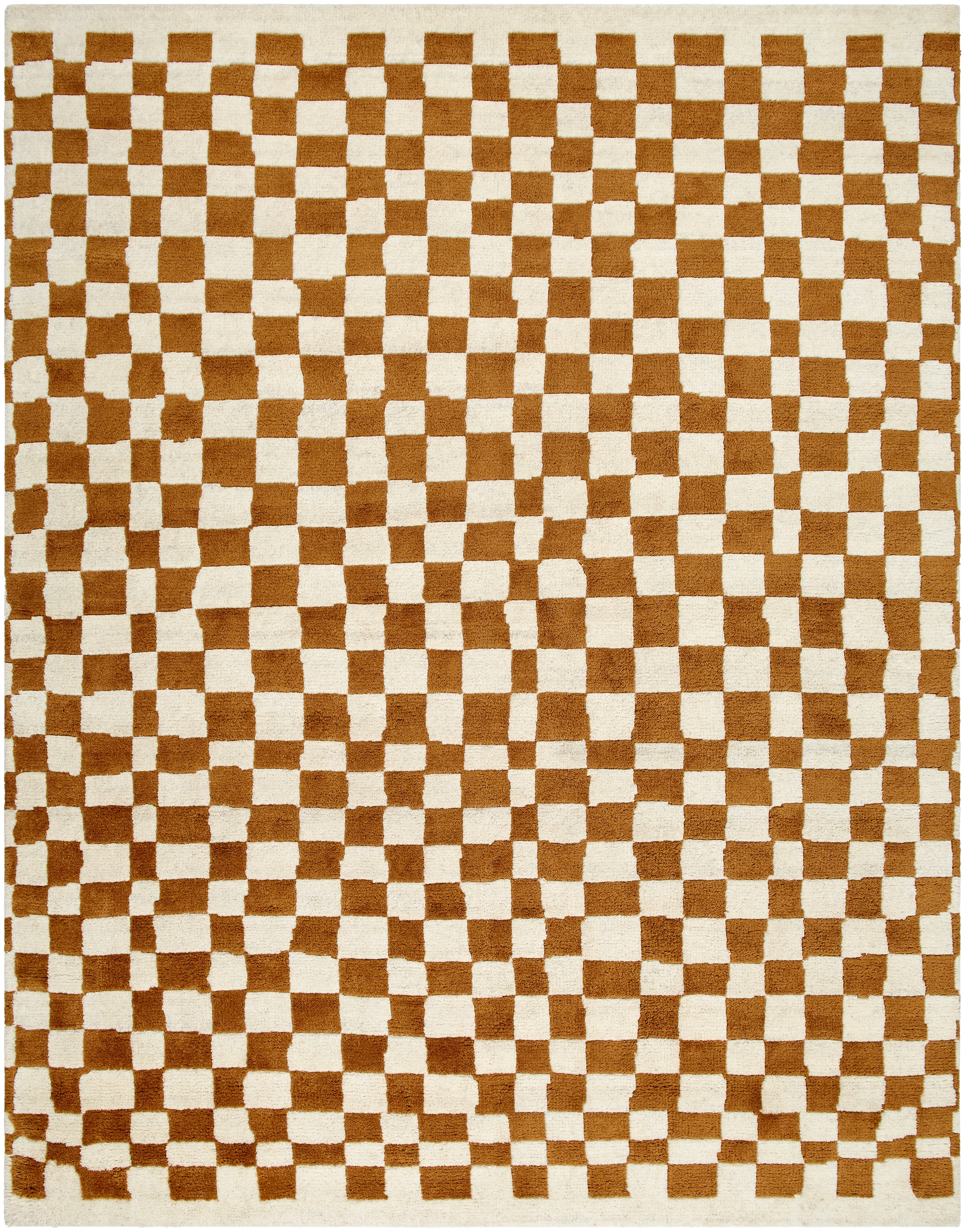 Damian Camel Checkered Rug 0-RUGS - wool Surya