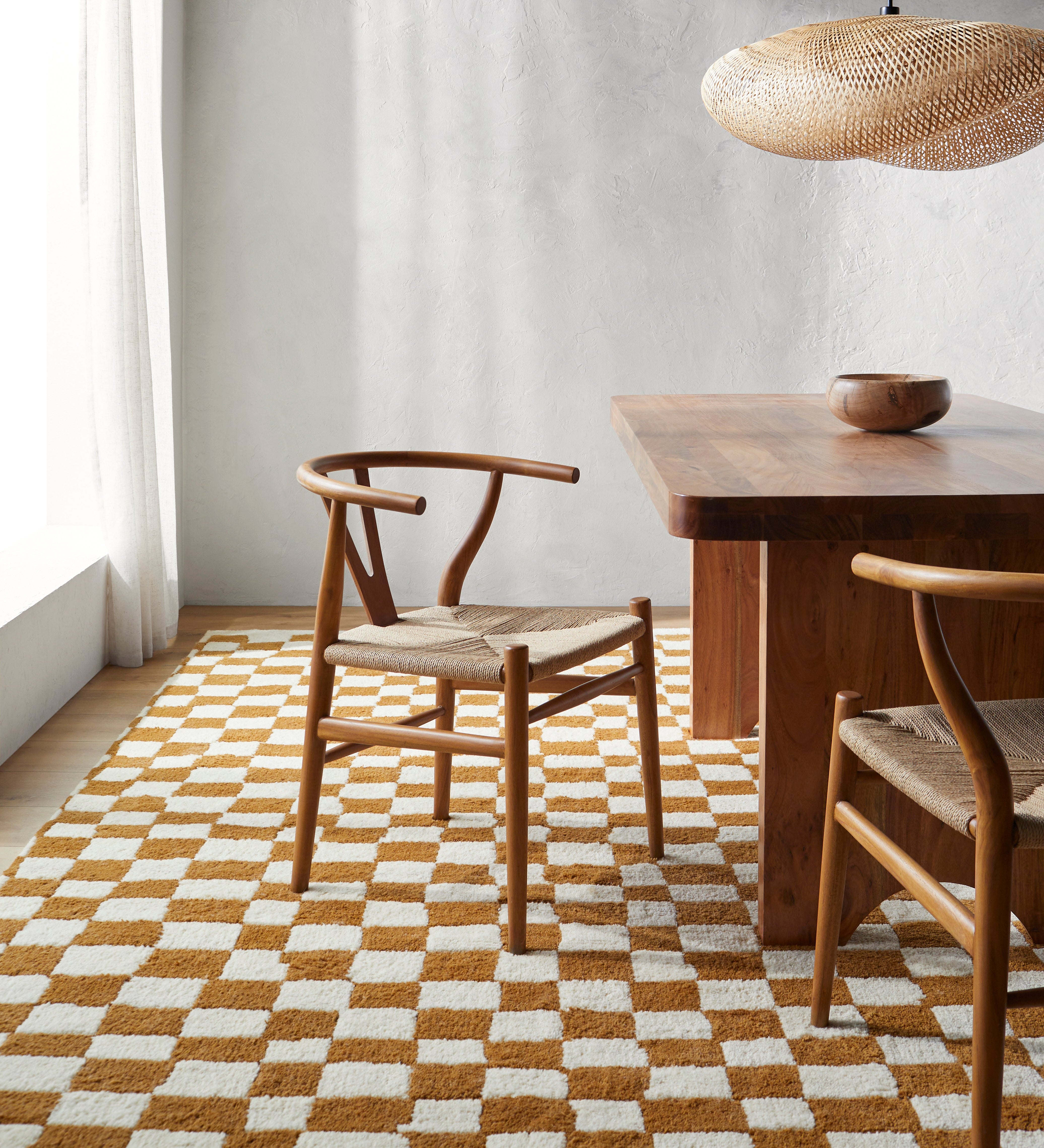 Damian Camel Checkered Rug 0-RUGS - wool Surya