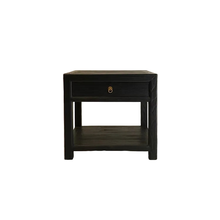 Sutton Reclaimed Wood Nightstand 5-VINTAGE-nightstand Hauer Market Carbon Black