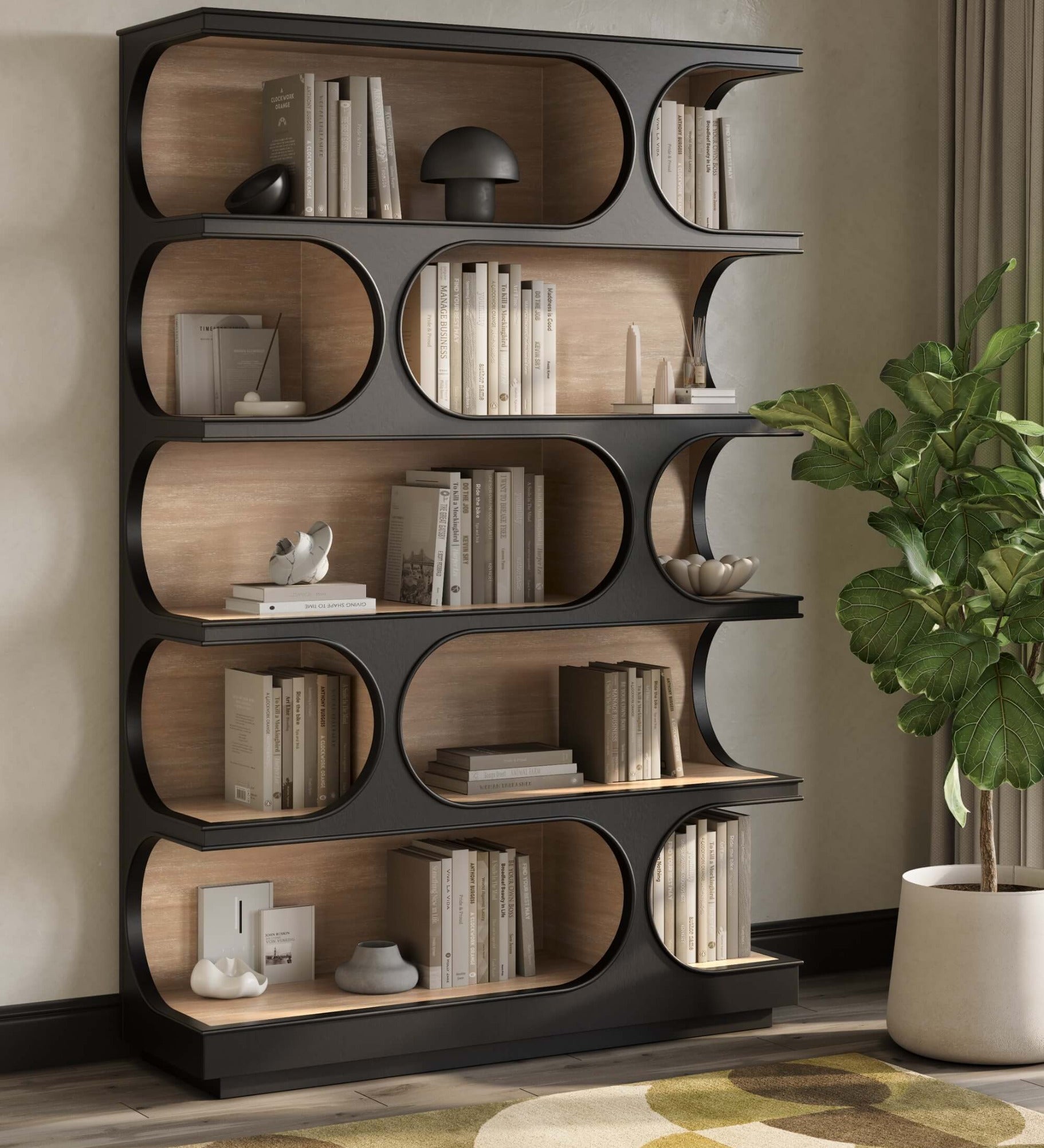 Vincent Crescent Bookcase FURNITURE - bookcase Bramble