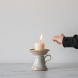 Stoneware Pillar Candle Holder with Handle - Rug & Weave