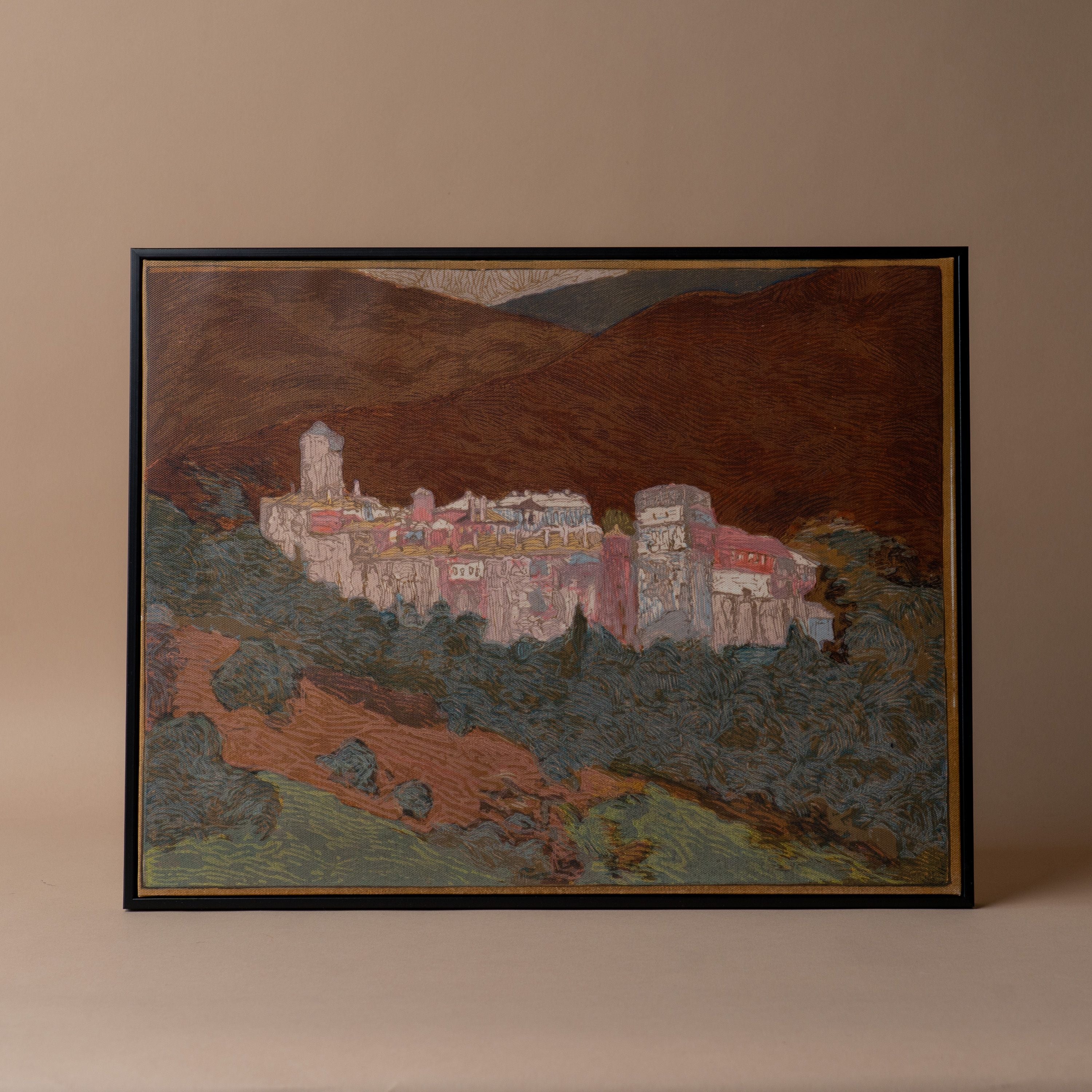 Monastery Landscape Framed Canvas ARTWORK - framed print Morel (Faire)