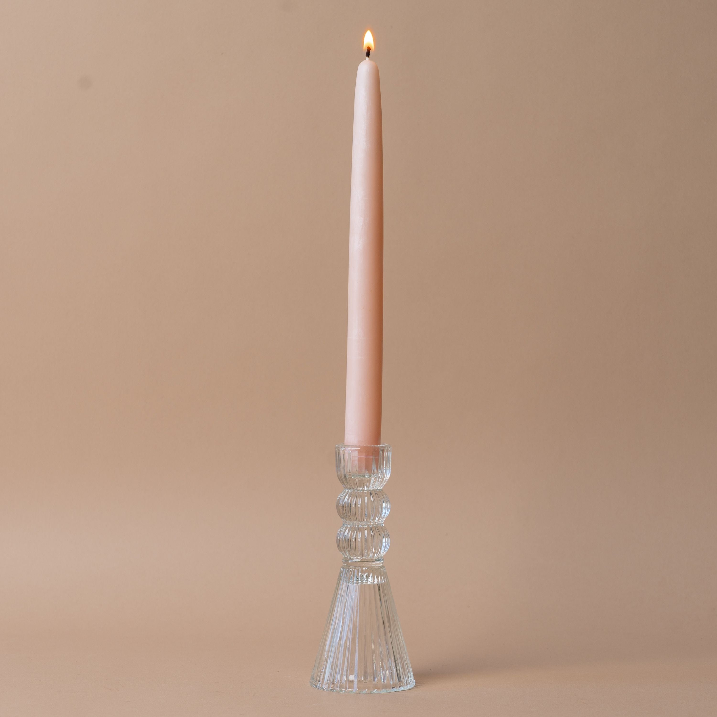 Fluted Clear Glass Candle Holder candle holder Truu Design (Faire)