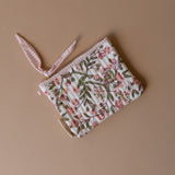 Organic Cotton Floral Pouch reusable bag Paper Mirchi (Faire) Large White