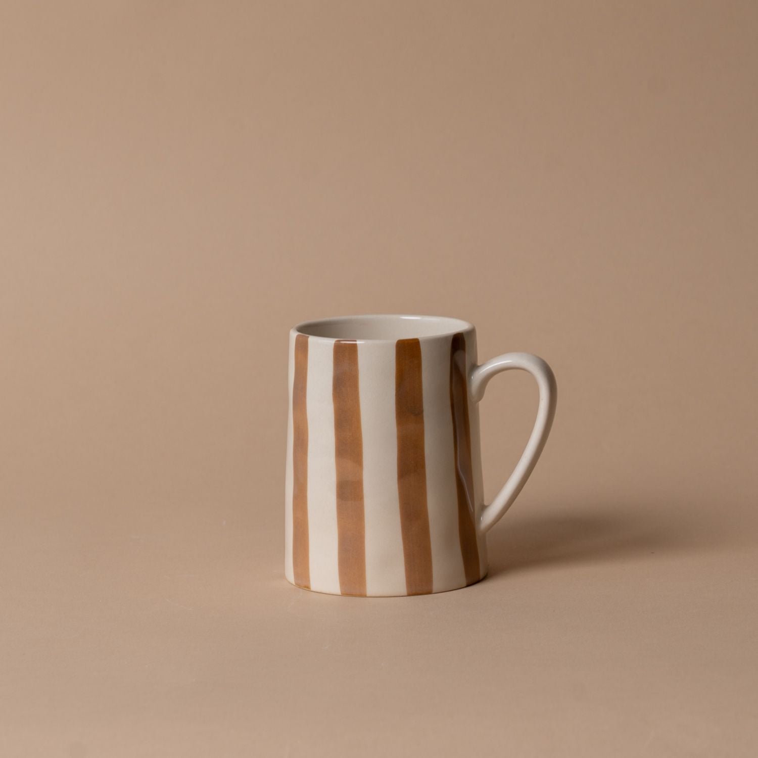 Hand-Painted Stripe Mug mug Creative Co-op (DYA) Toffee Stripe