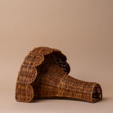 Woven Rattan Wall Shelf with Scallop Edge