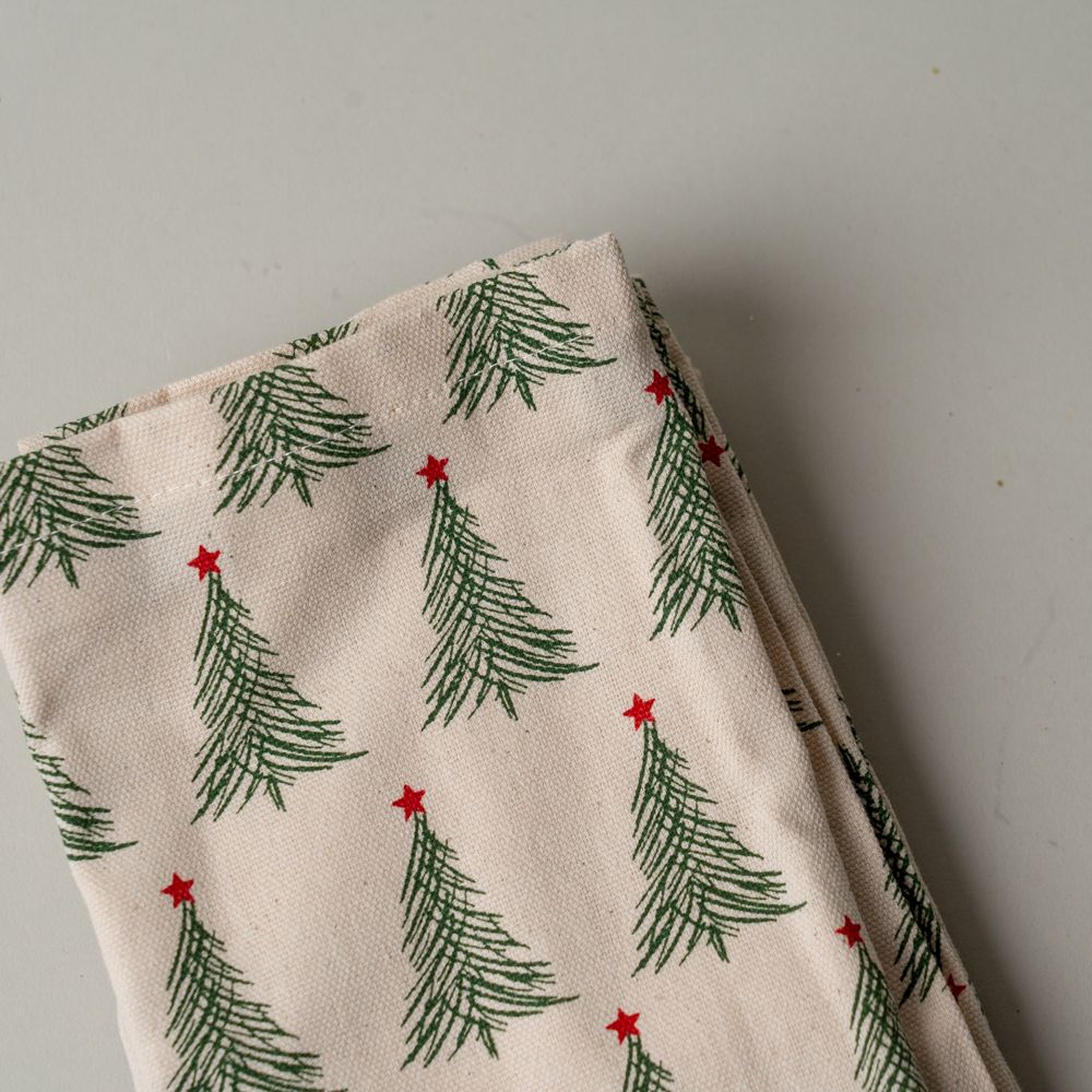 Holiday Tree Cotton Napkin Set CHRISTMAS 2025 Creative Co-op (DYA)