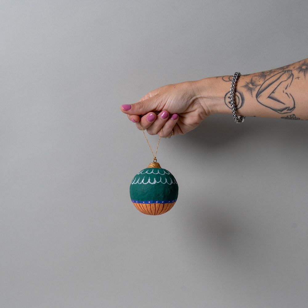 Cotton Mache Bauble Ornament CHRISTMAS 2025 DANICA (Faire) Swirls