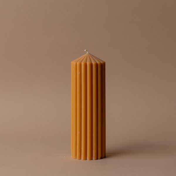 Amber Ribbed Pillar Candle candle Estelle (Faire) Medium