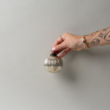 Silver Ribbed Ball Ornament