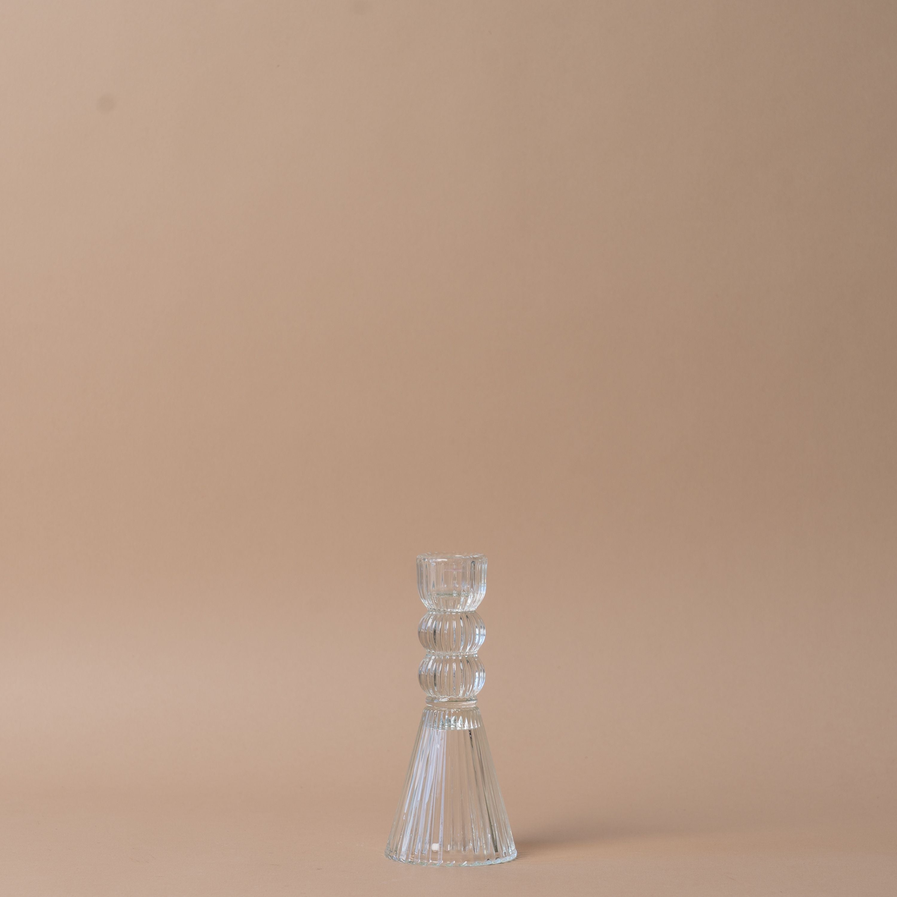 Fluted Clear Glass Candle Holder candle holder Truu Design (Faire)