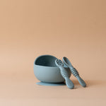 Suction Bowl with Spoons FINNBIRD - bowl Baby Bliss (Faire) Blue