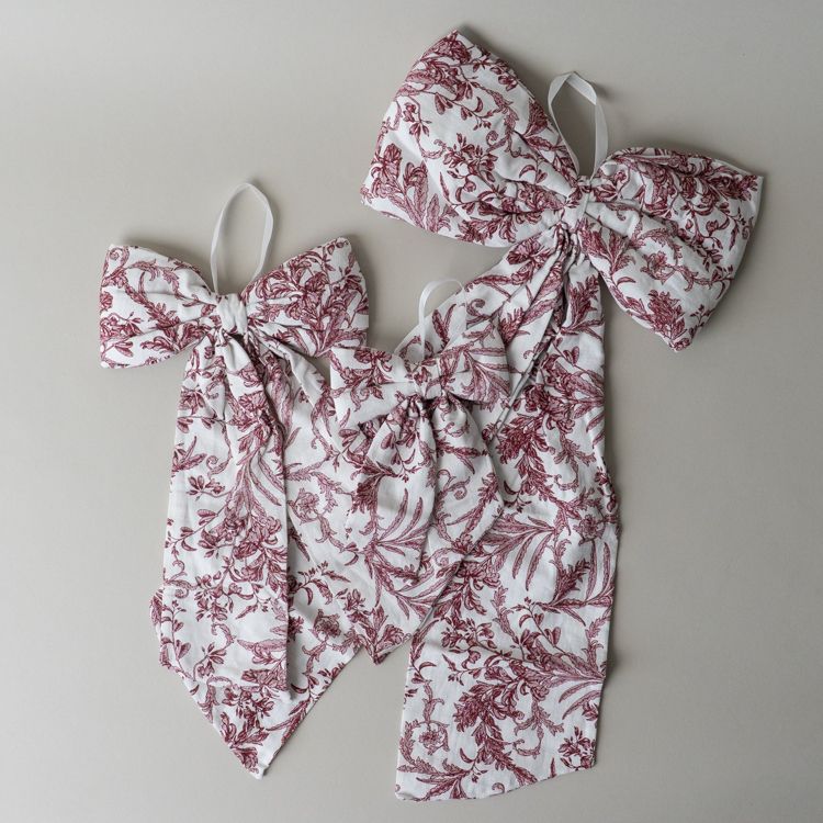 Burgundy Toile Bow Decorative Objects Luxe B Co (Faire)