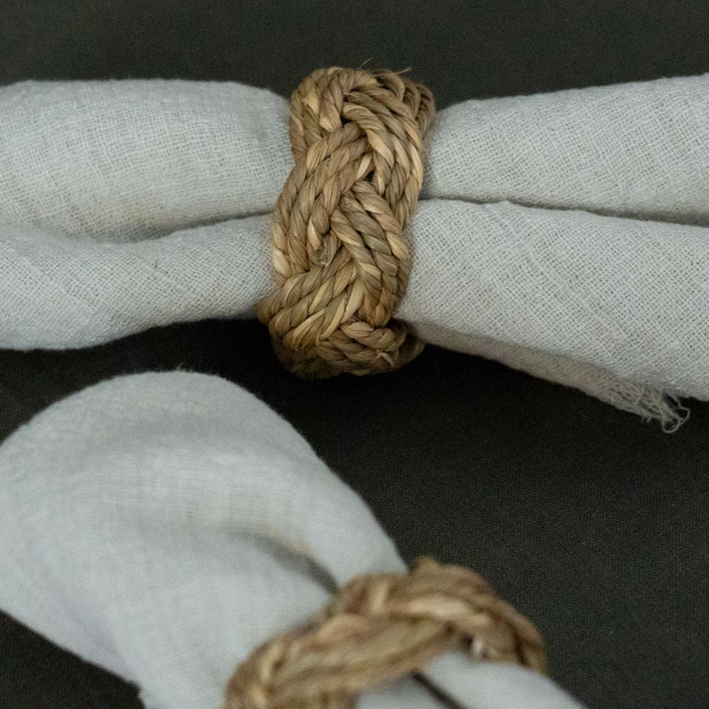 Braided Seagrass Napkin Ring Set - Rug & Weave