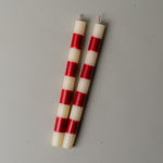 Red Stripe Taper Candle Set CHRISTMAS 2025 Creative Co-op (DYA)