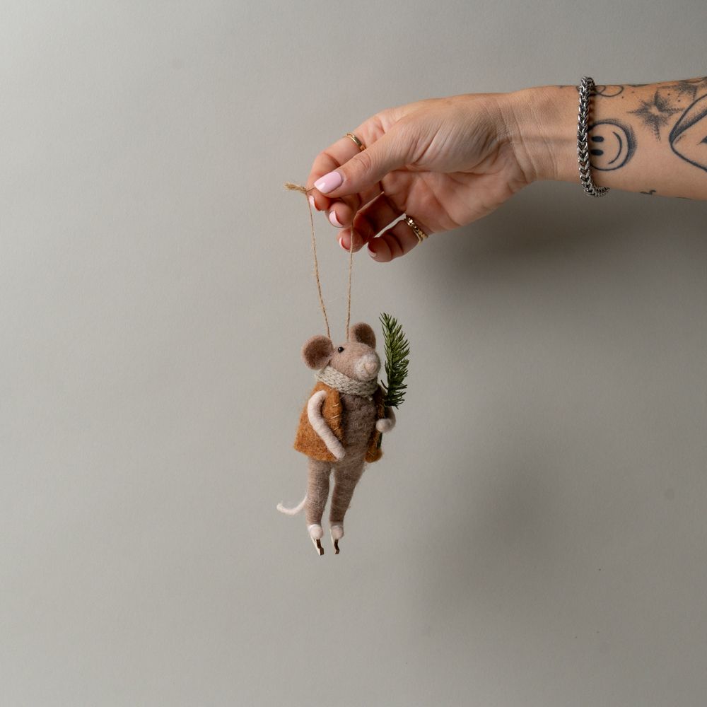 Evergreen Skating Mouse Ornament CHRISTMAS 2025 Abbott Collection