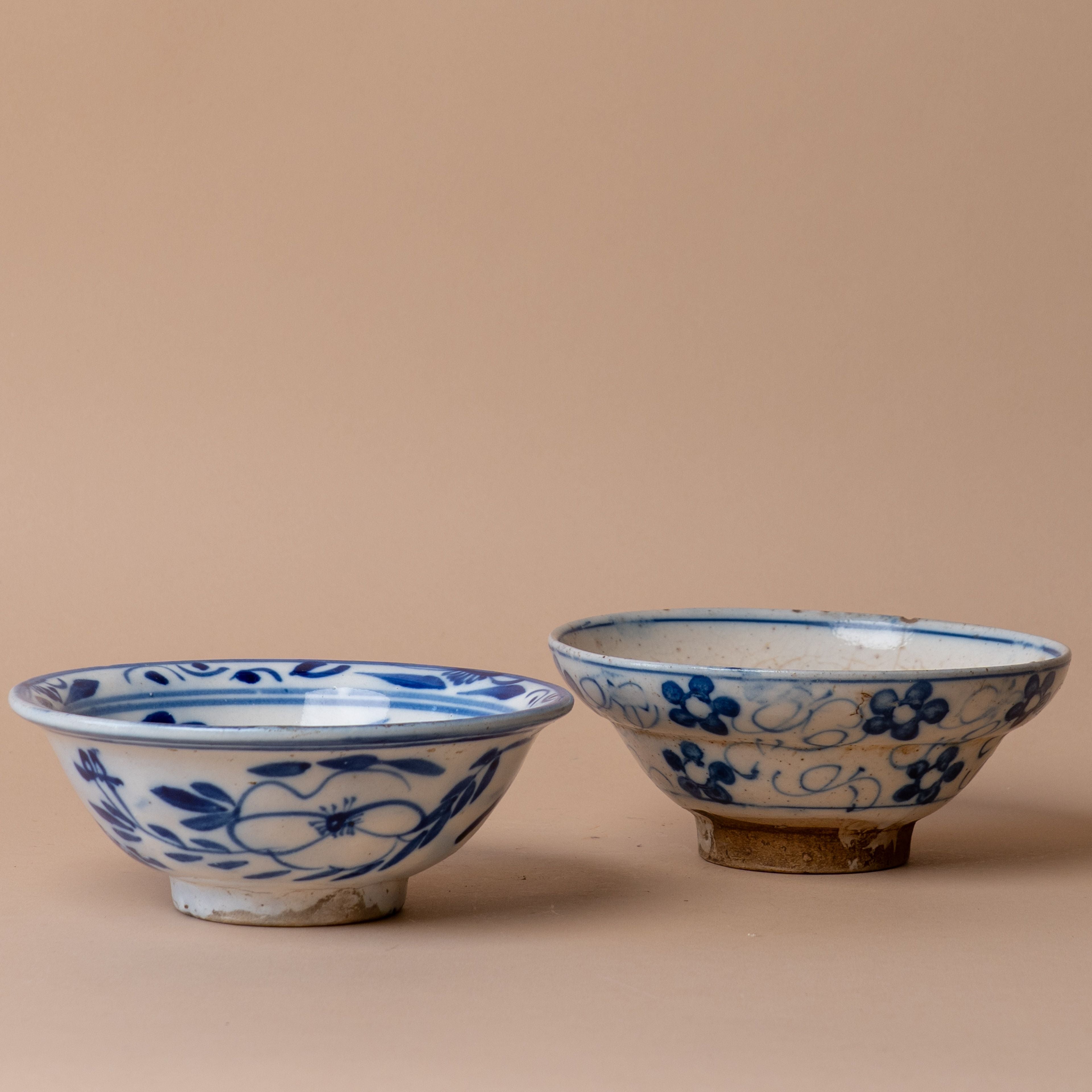 Vintage Blue Floral Bowl 0-VINTAGE-pot Hauer Market