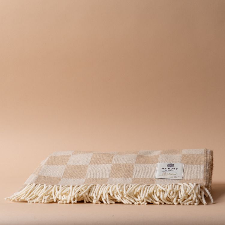 Supersoft Beige Check Wool Blanket blanket McNutt