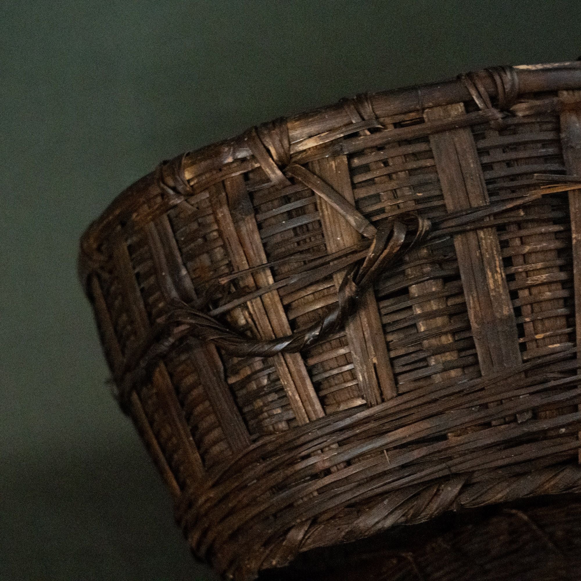 Vintage Dark Rattan Basket - Rug & Weave