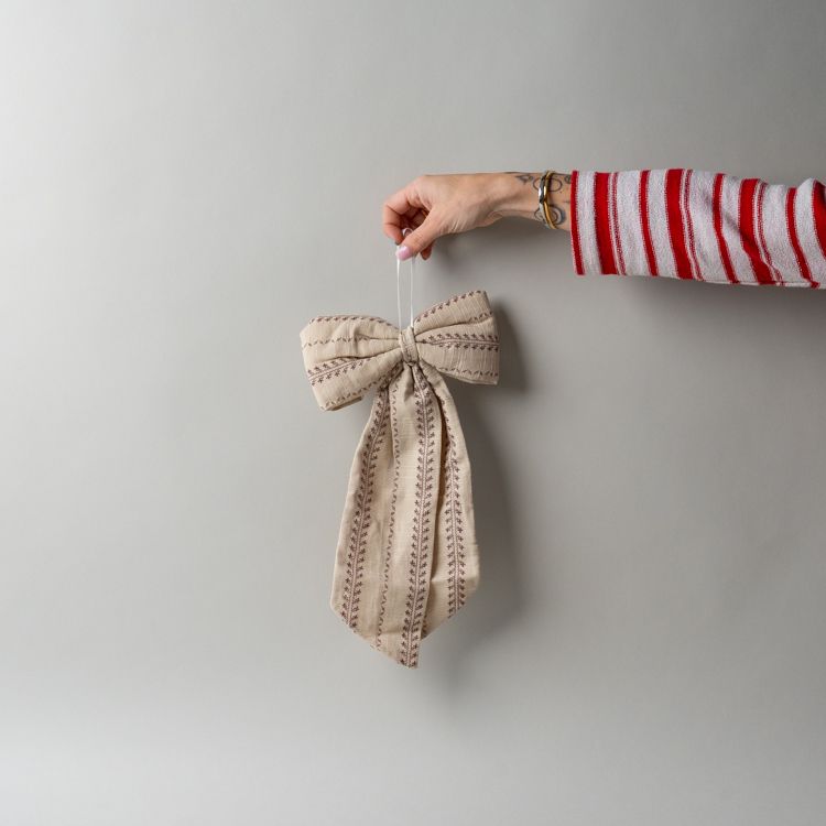 Beige Embroidery Stripe Bow Decorative Objects Luxe B Co (Faire) Medium