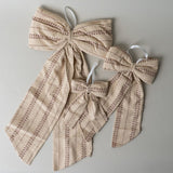 Beige Embroidery Stripe Bow Decorative Objects Luxe B Co (Faire)
