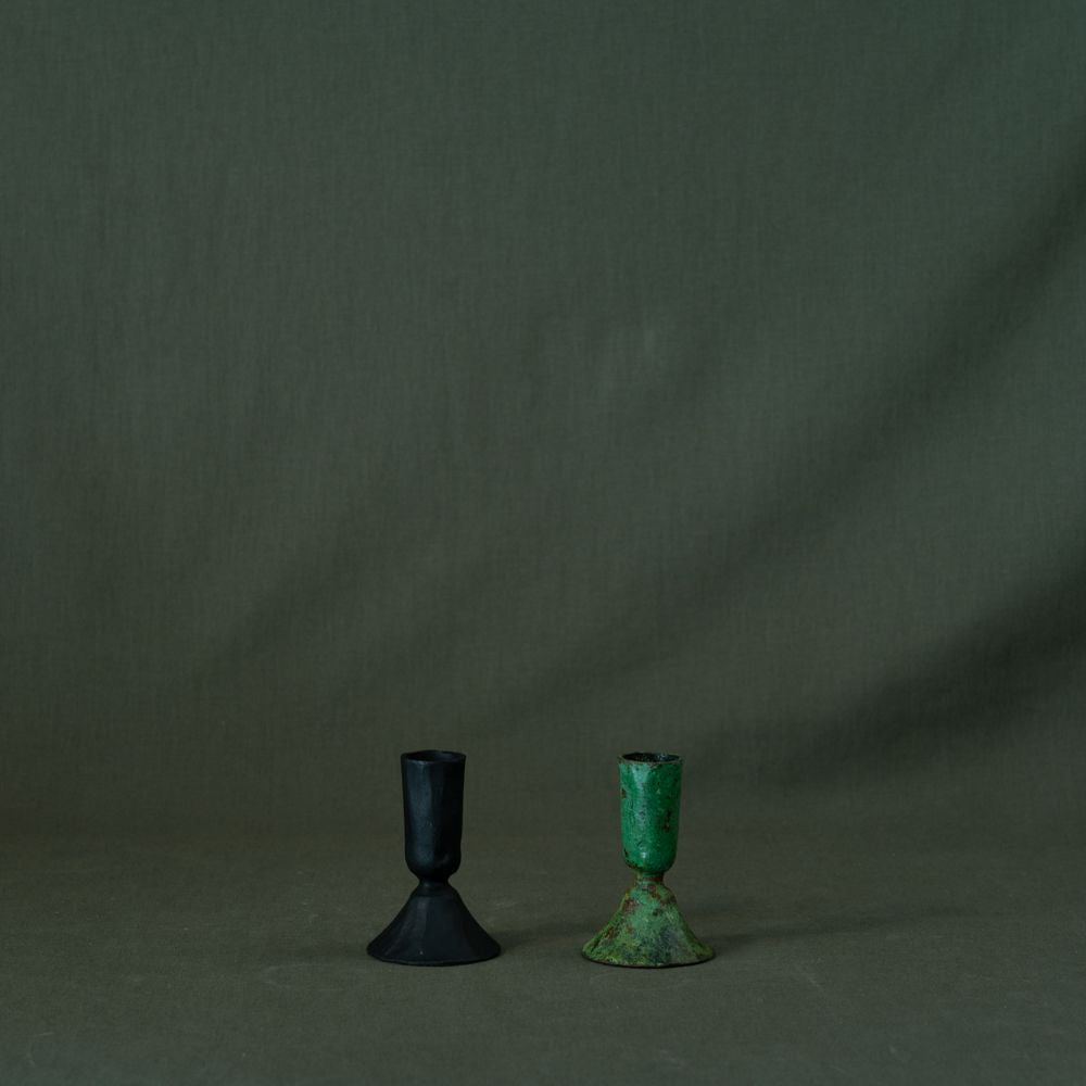 Forged Iron Candlestick Holder - Verdigris Green - Rug & Weave