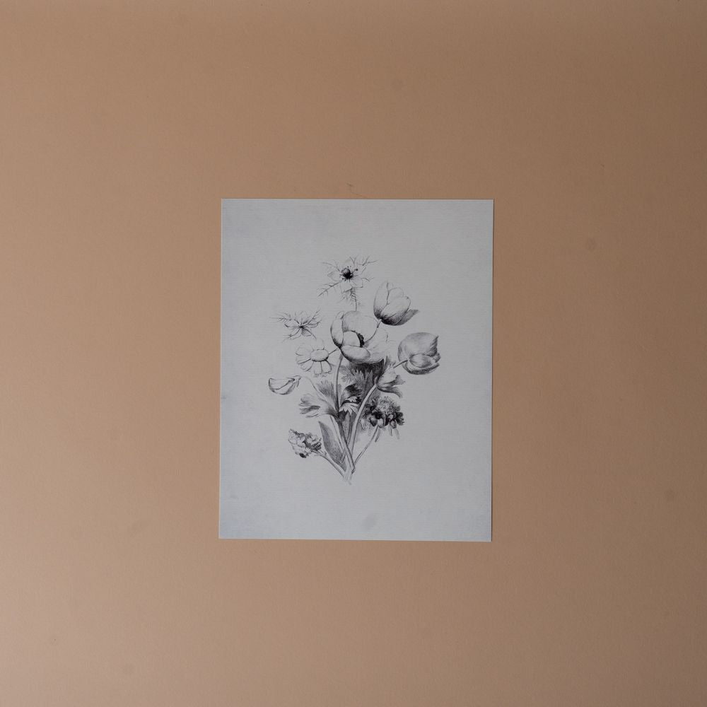 Bouquet Sketch Vintage Art Print ARTWORK - print Pink Lemon Decor (Faire)