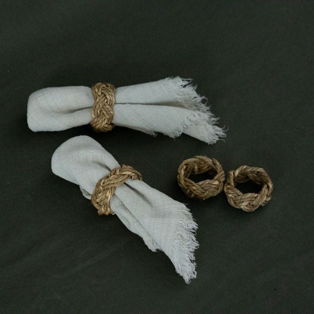 Braided Seagrass Napkin Ring Set - Rug & Weave