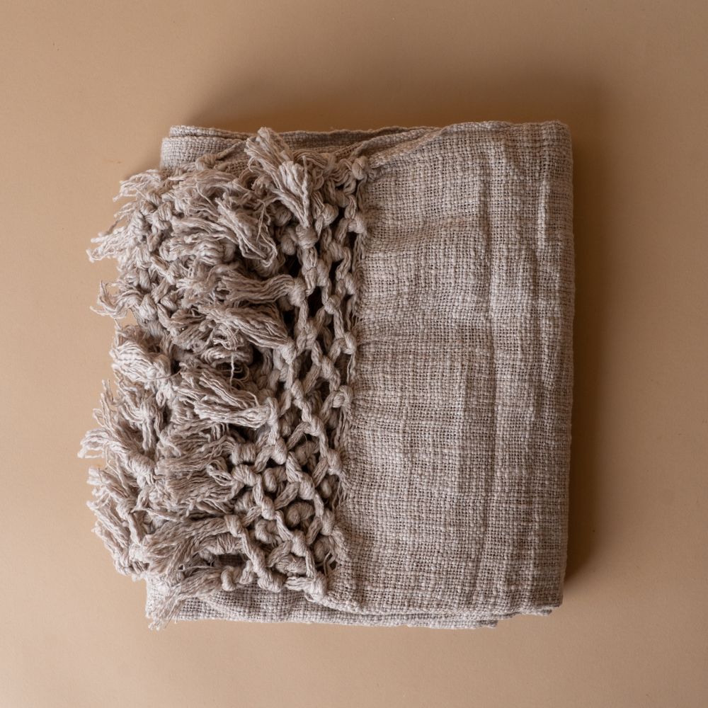 Natural Braided Throw Blanket with Tassel blanket Indaba