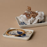 Blue Floral Stoneware Dish dish Creative Co-op (DYA)