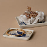 Blue Floral Stoneware Dish dish Creative Co-op (DYA)
