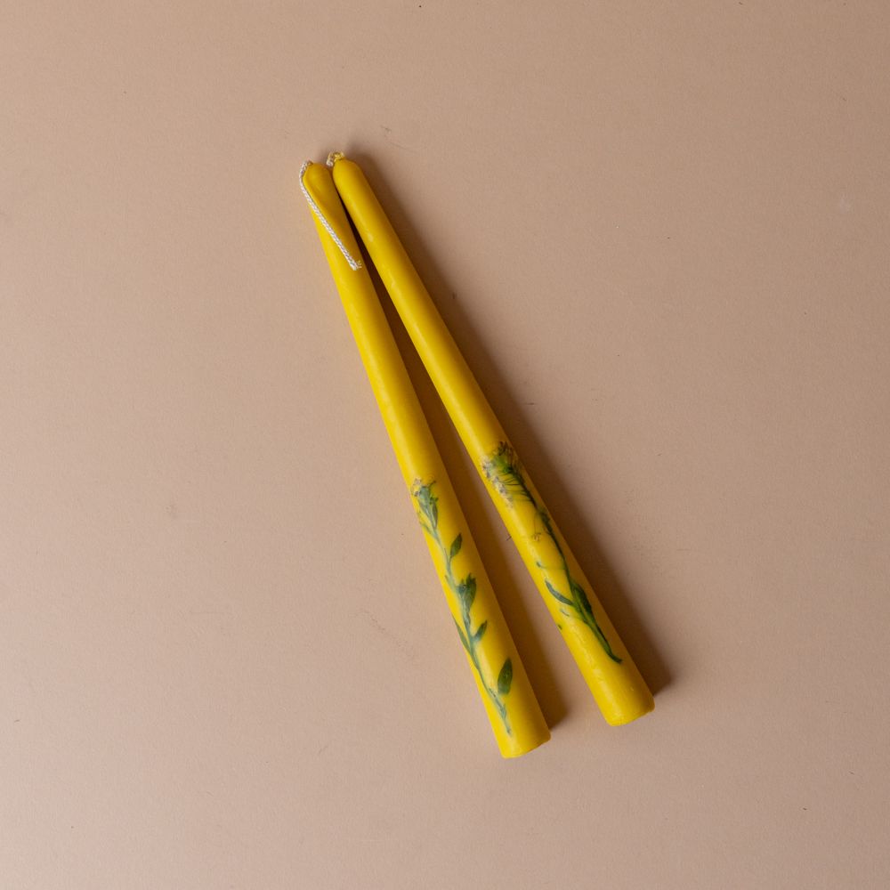 Pressed Floral Taper Candles candle Galley and Fen (Faire)