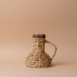 Scallop Edge Basket Vase with Handle