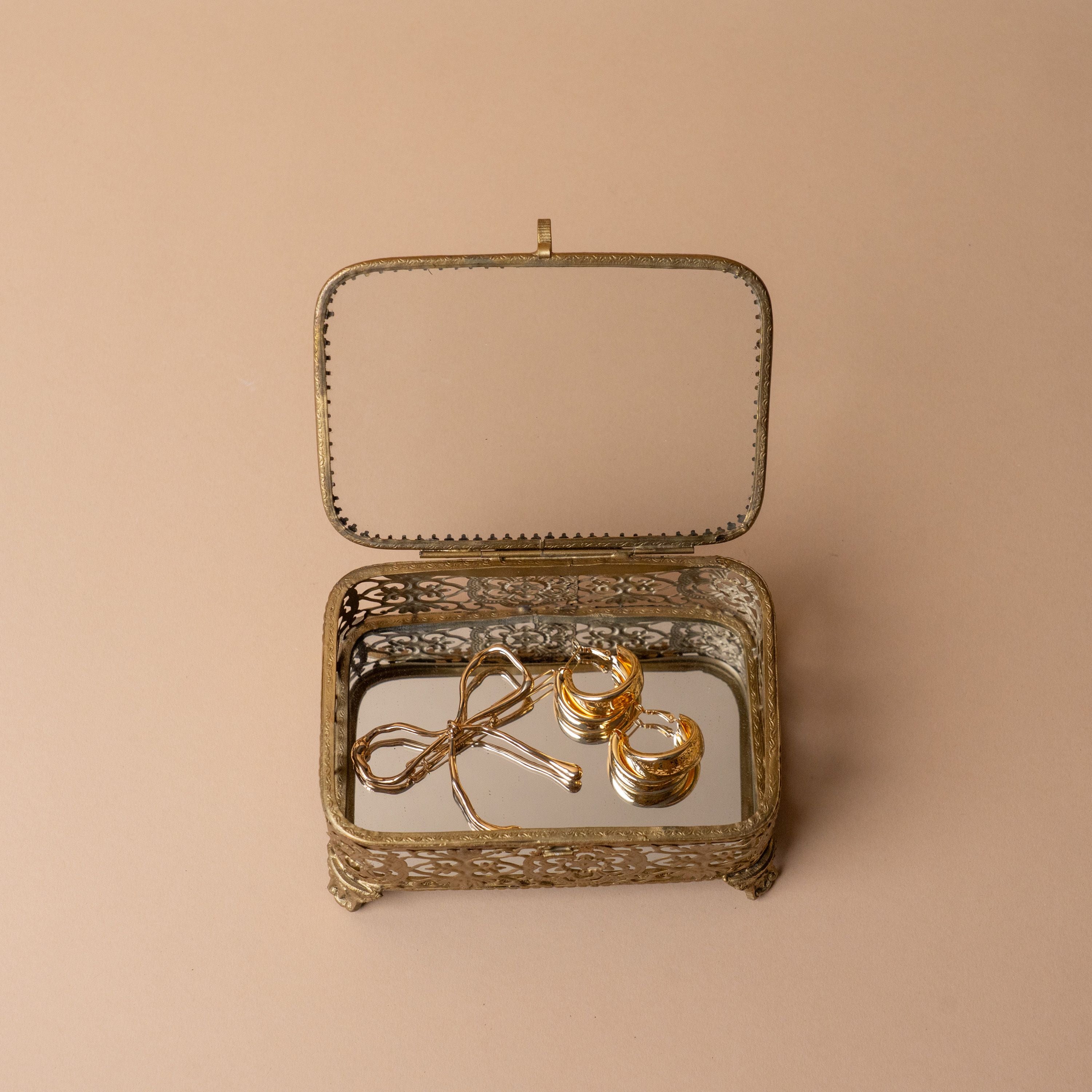 Filigree Mirrored Storage Box decorative box Silver Tree Home & Holiday (Faire)