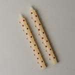 Red Dot Taper Candle Set CHRISTMAS 2025 Creative Co-op (DYA)