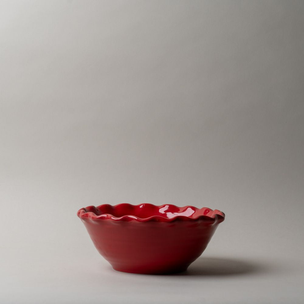 Red Stoneware Scallop Edge Bowl CHRISTMAS 2025 Creative Co-op (DYA) Medium