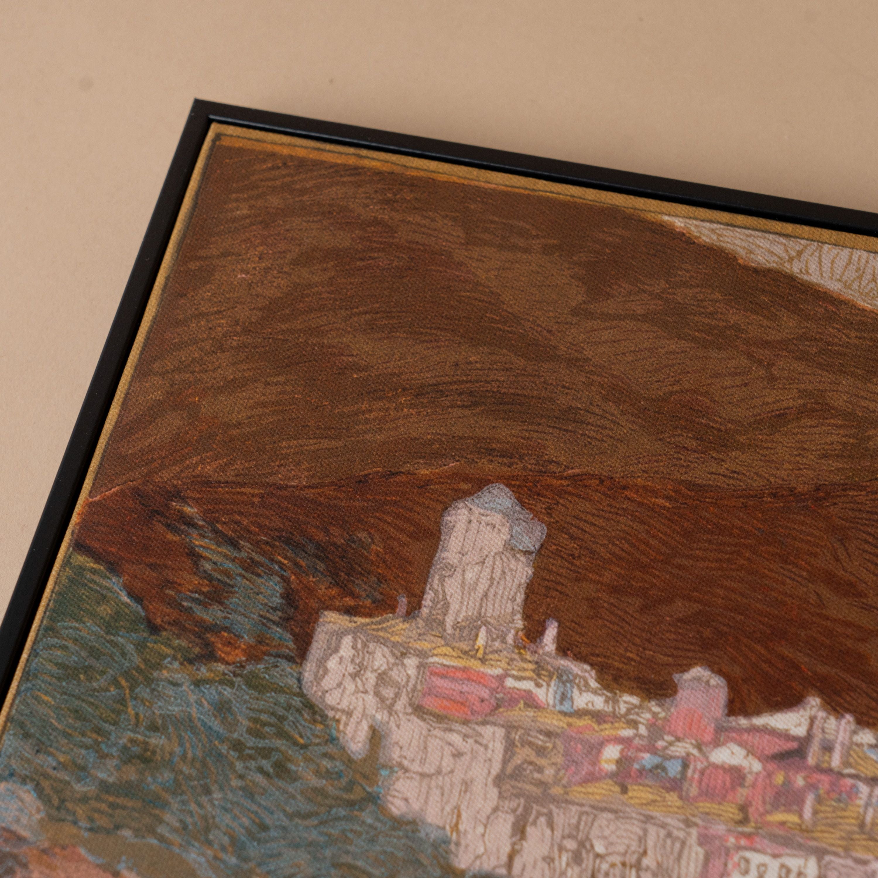Monastery Landscape Framed Canvas ARTWORK - framed print Morel (Faire)