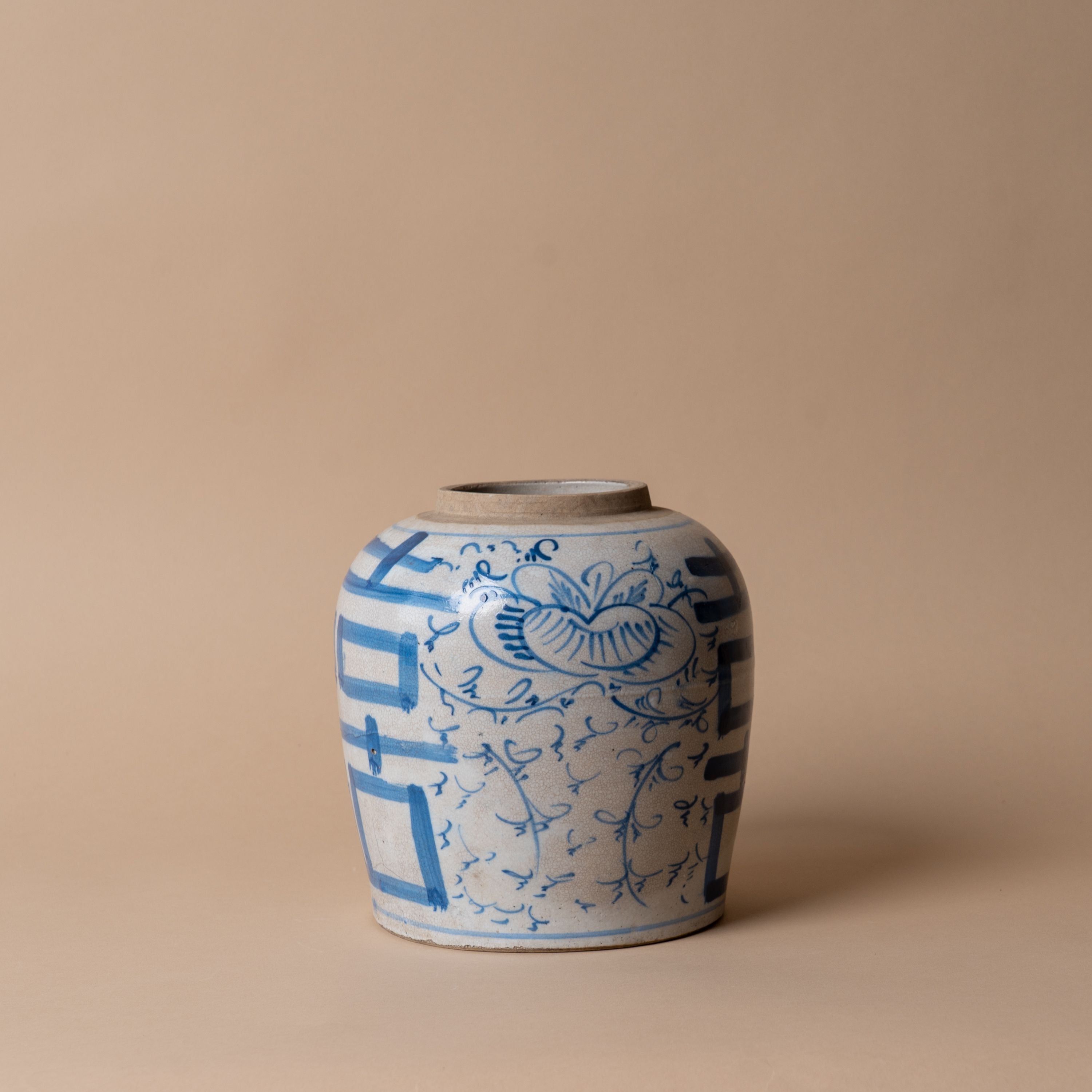 Vintage Blue Floral Ginger Jar 0-a-VINTAGE-pot Hauer Market