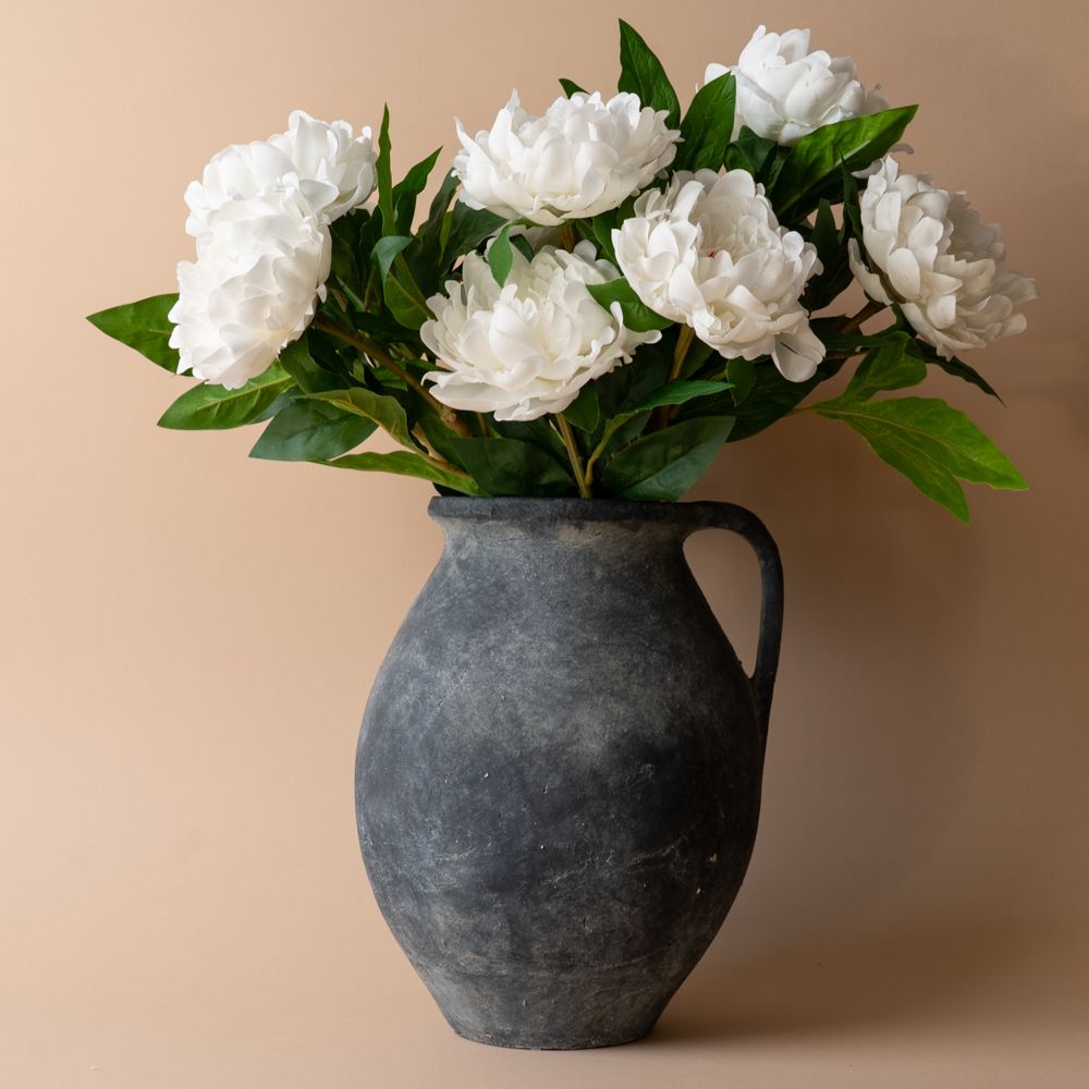 Textured Ceramic Vase with Handle - Grey vase Indaba