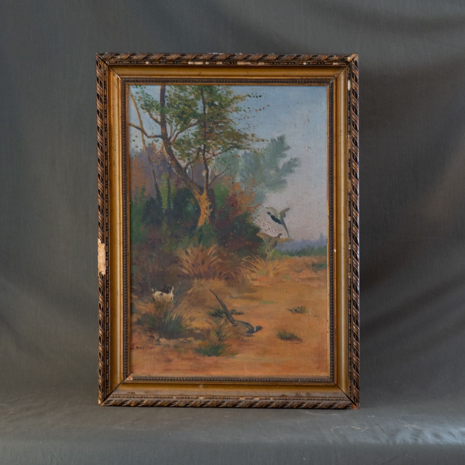 "A Pheasant Afternoon" Framed Vintage Painting - Rug & Weave