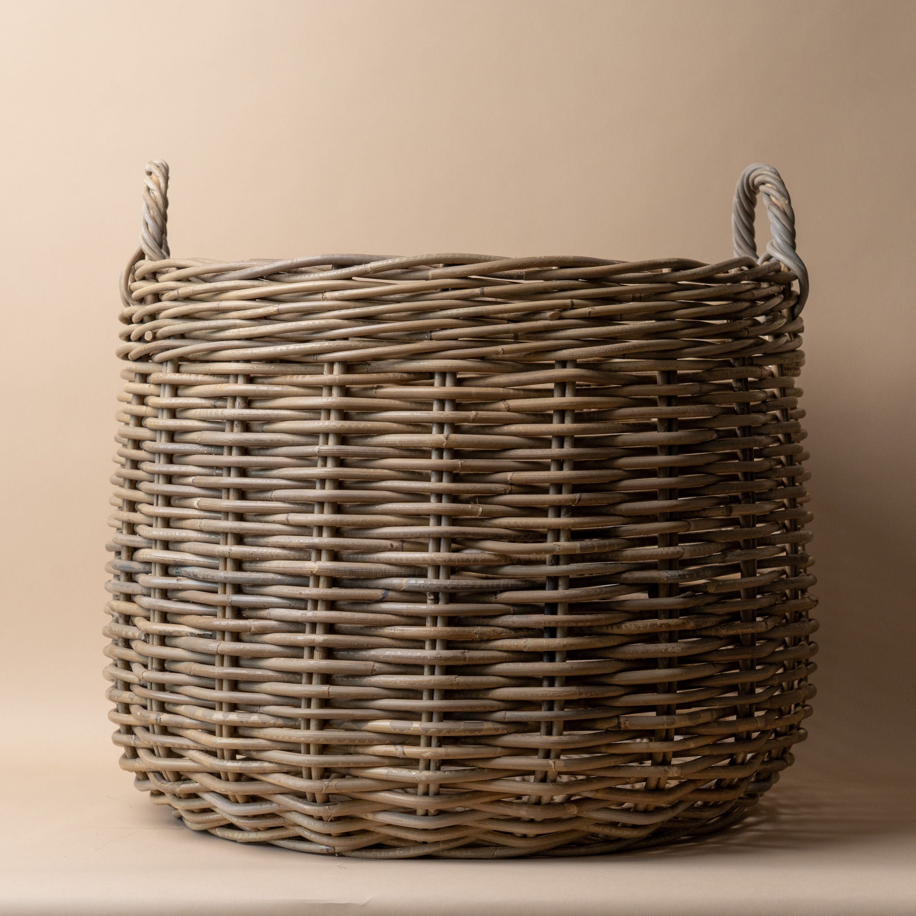 Round Rattan Basket with Handles basket Bacon Basketware (Faire)