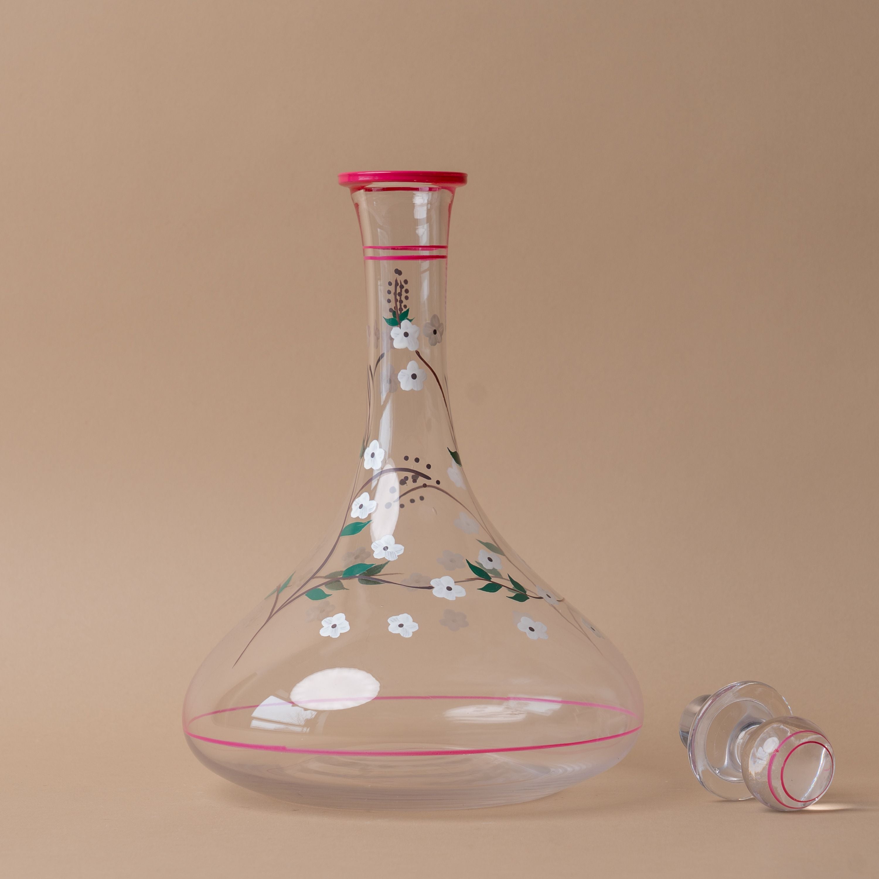 Hand Painted Floral Decanter glass decanter Creative Co-op (DYA)